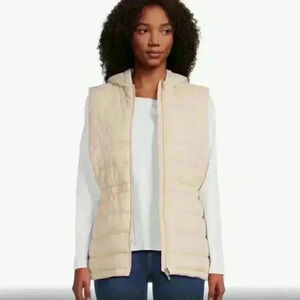 Swiss Tech Tan Hooded Fitted‎ Fall Winter Long Vest XS